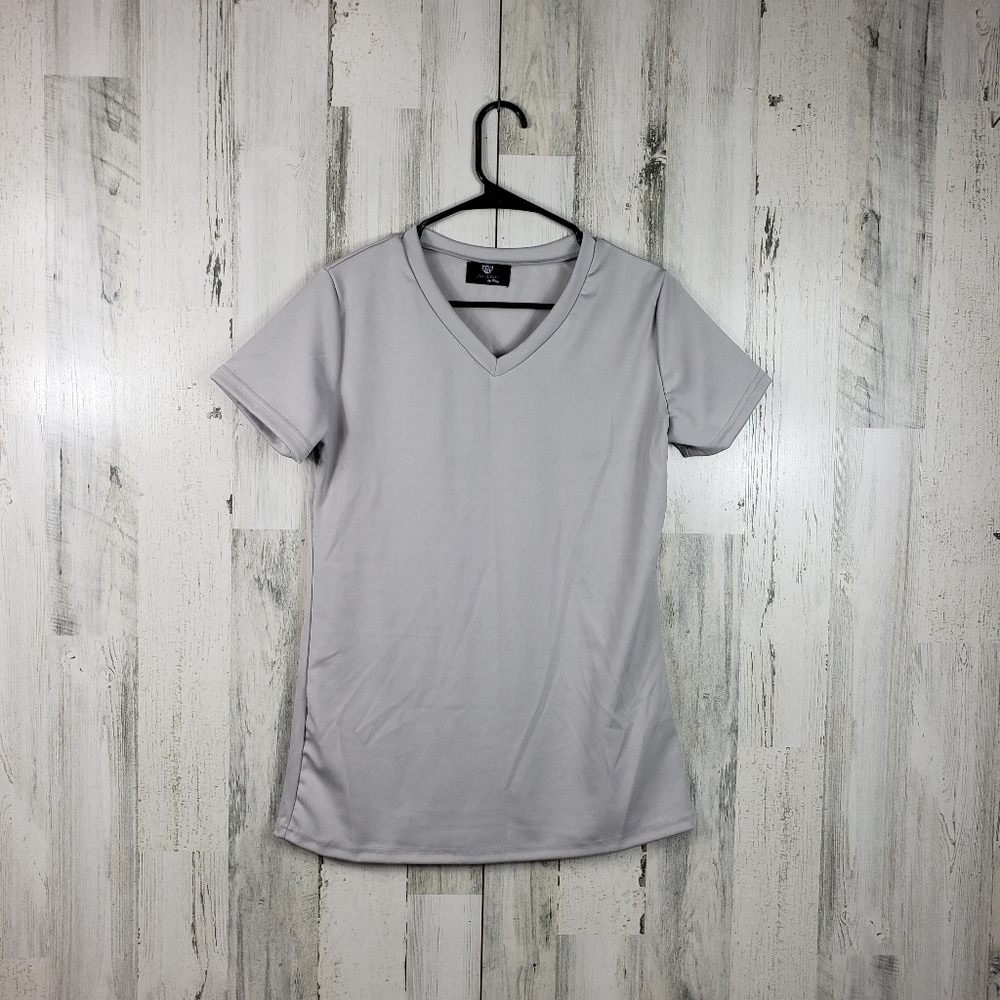 fit right by Tracy basic gray vneck short sleeve tshirt women's size large